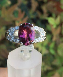 18k White Gold 2.59ct Pink Tourmaline & Diamonds Ring