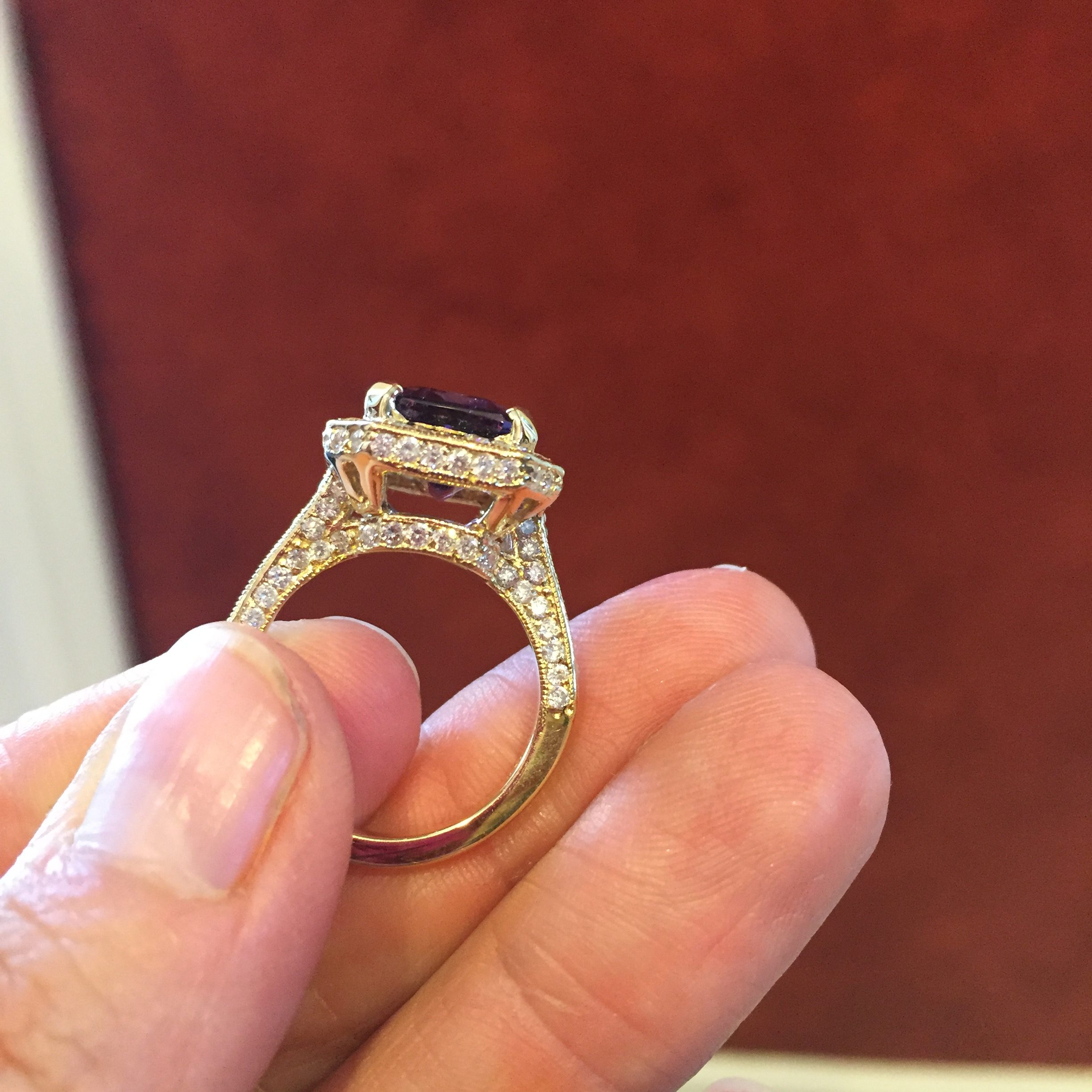18k Yellow Gold 7.50ct GIA Certified Purple Tourmaline And Diamonds Ring - Image 3