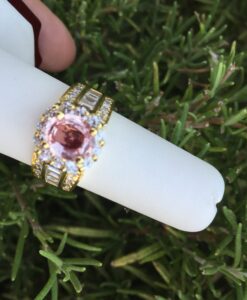 18k Yellow Gold 3.7ct GIA Certified Padparadscha Sapphire & Diamonds Ring