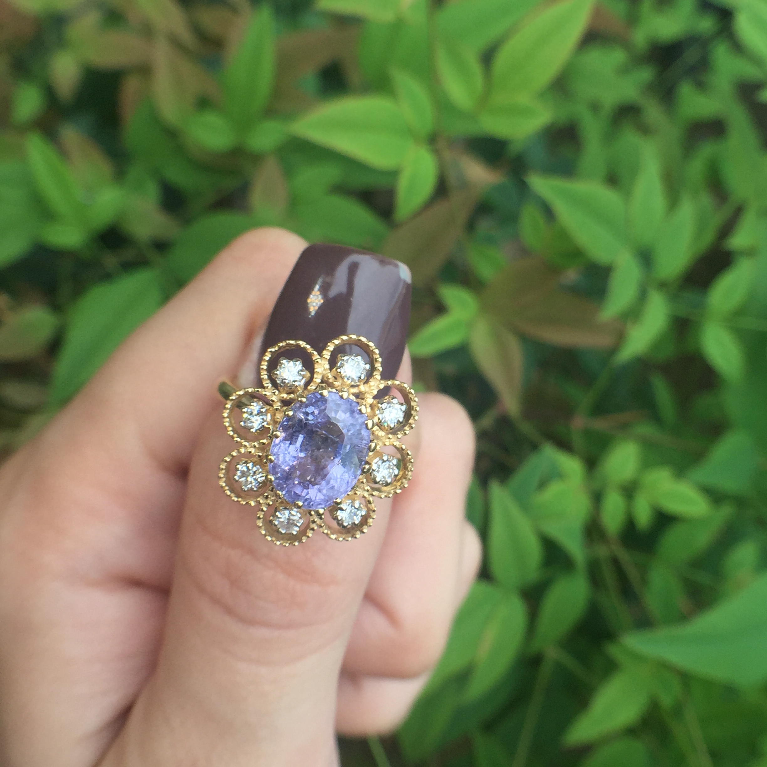 14k Yellow Gold 2.45ct Purple Cuprian & Diamonds Ring - Image 6