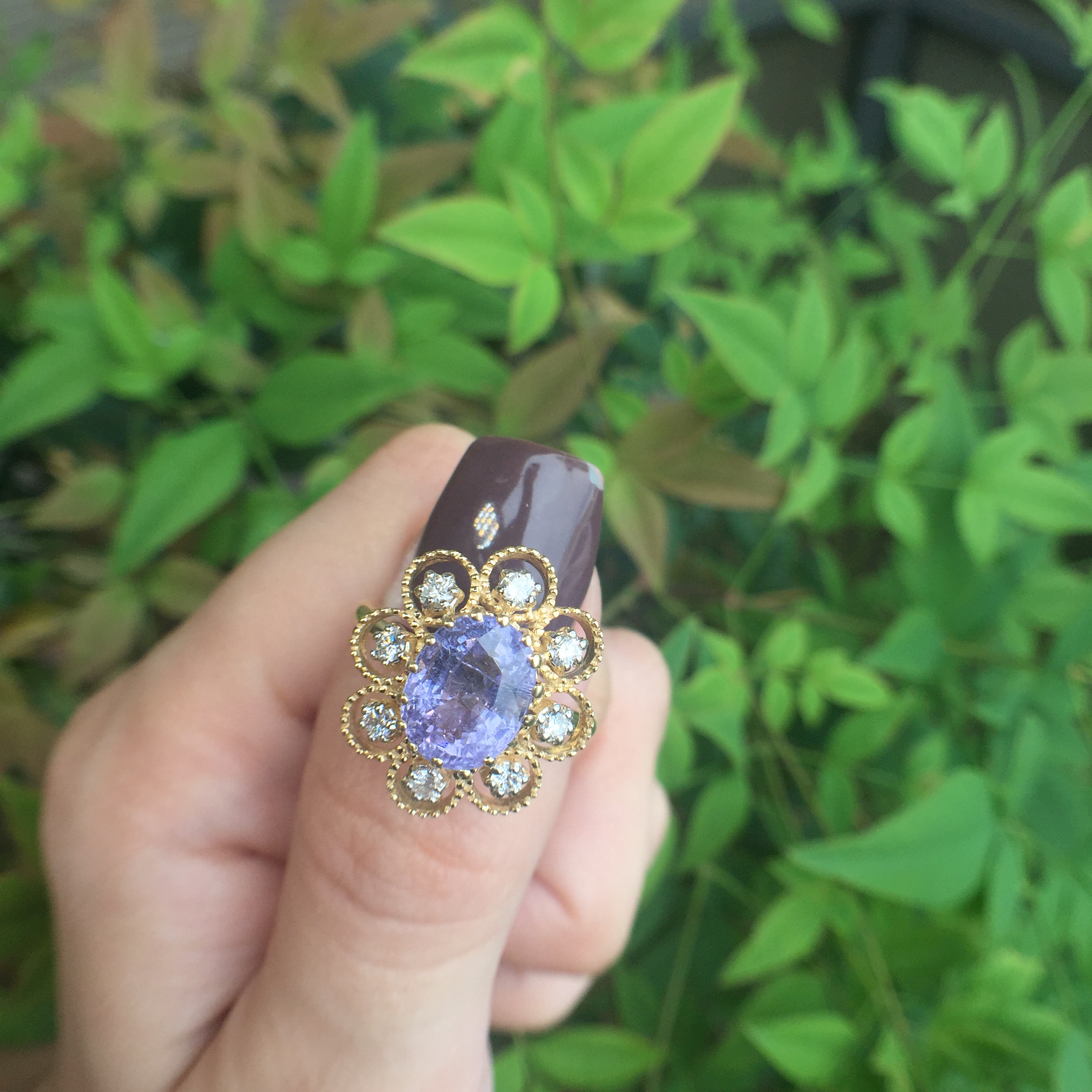 14k Yellow Gold 2.45ct Purple Cuprian & Diamonds Ring - Image 2