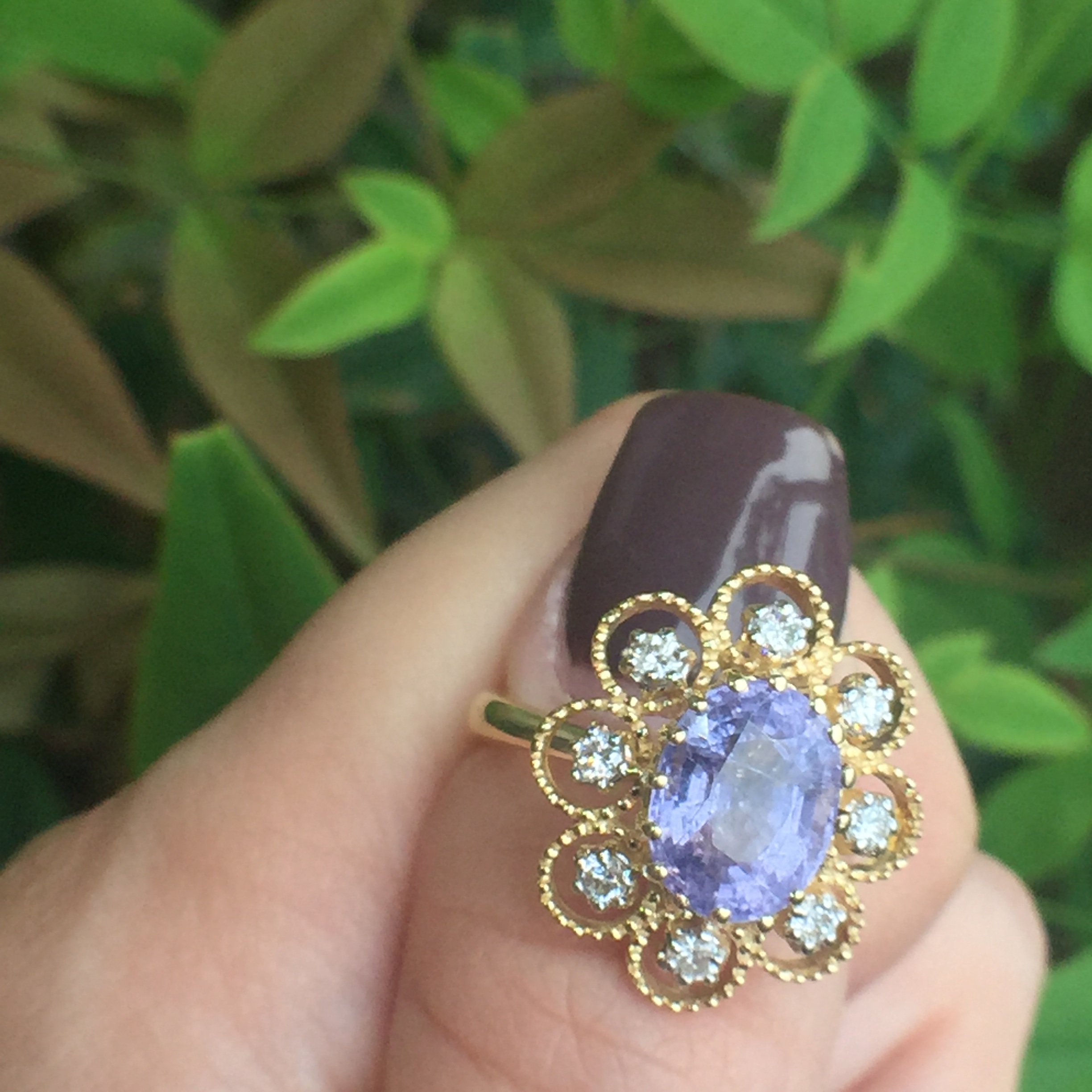 14k Yellow Gold 2.45ct Purple Cuprian & Diamonds Ring - Image 4