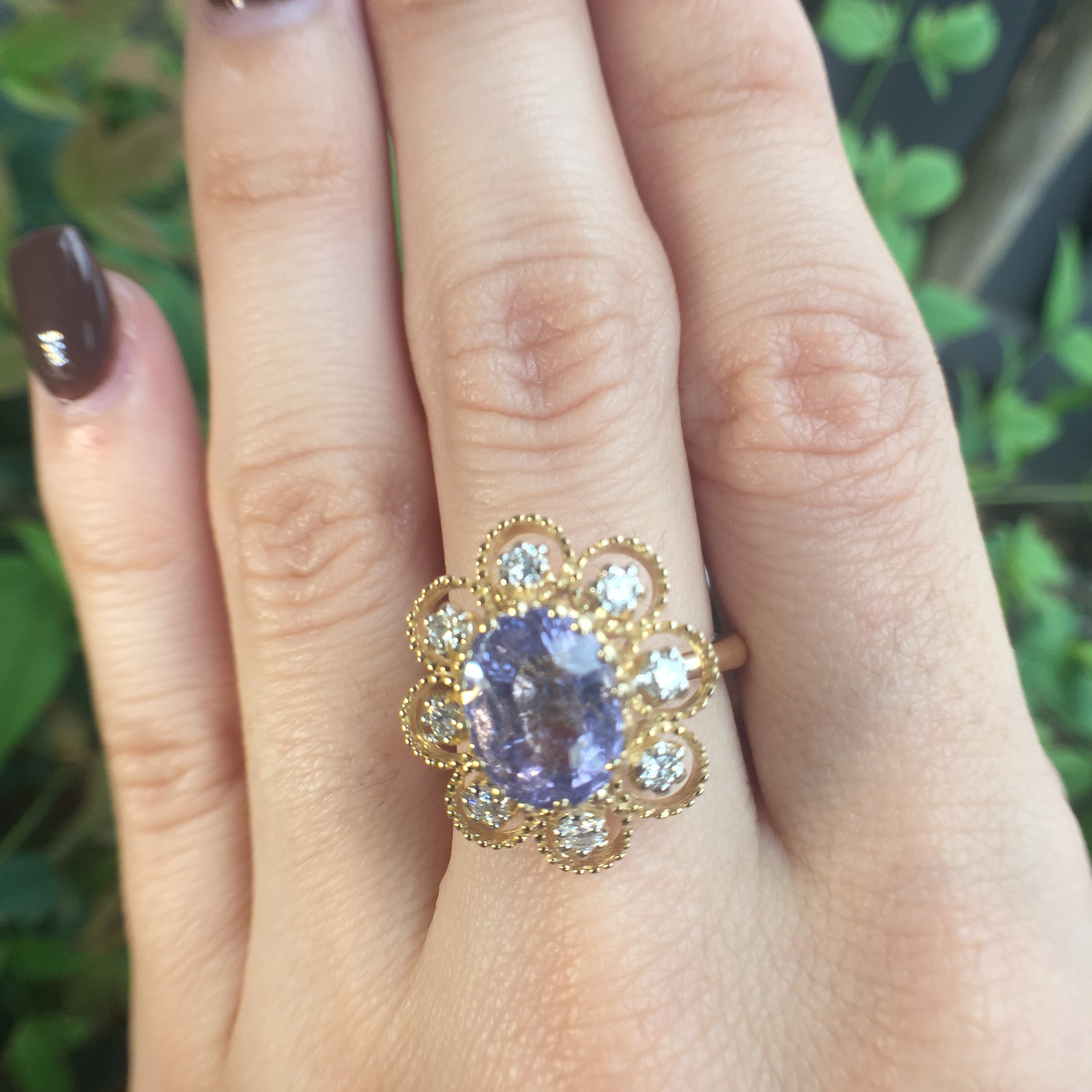 14k Yellow Gold 2.45ct Purple Cuprian & Diamonds Ring - Image 5