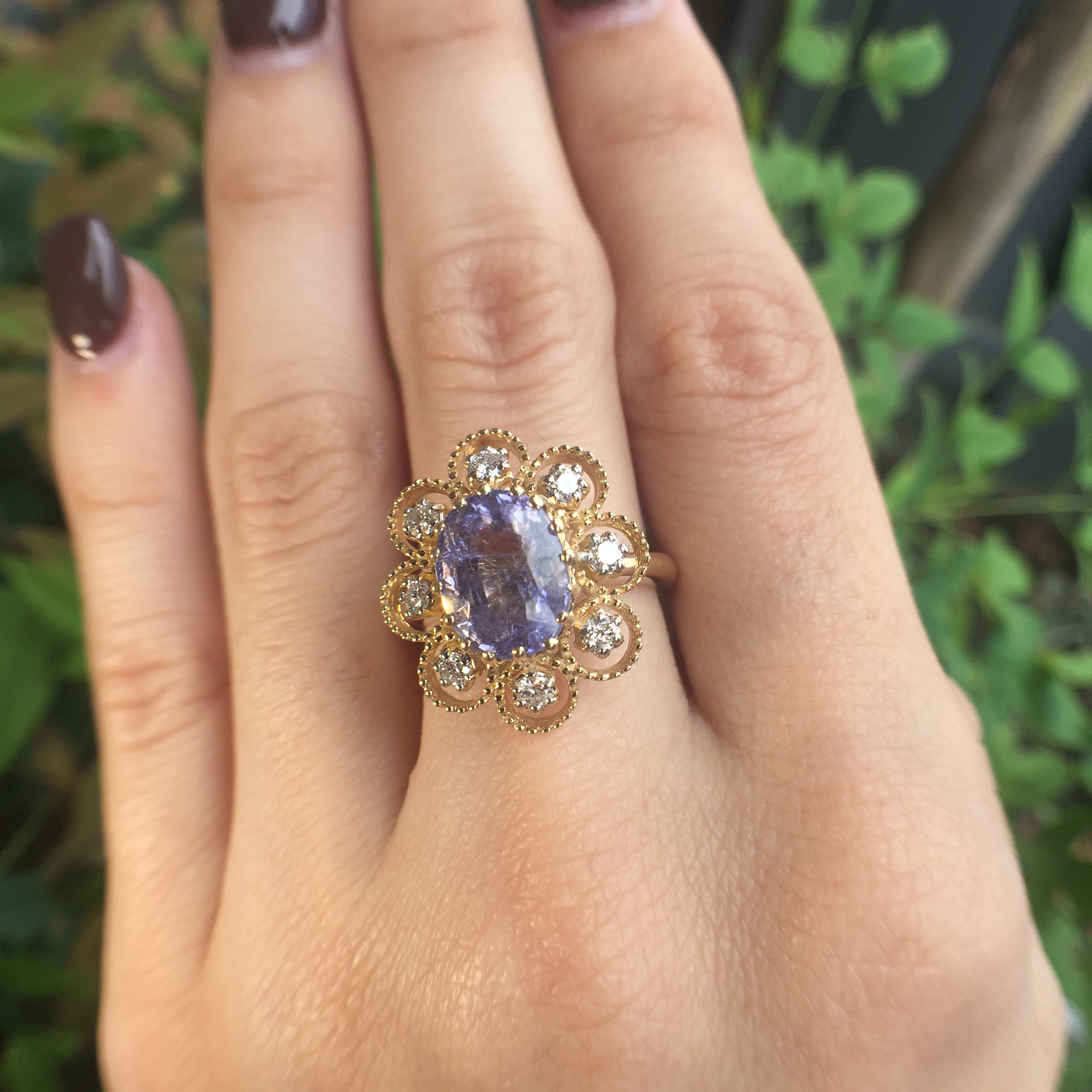 14k Yellow Gold 2.45ct Purple Cuprian & Diamonds Ring - Image 3