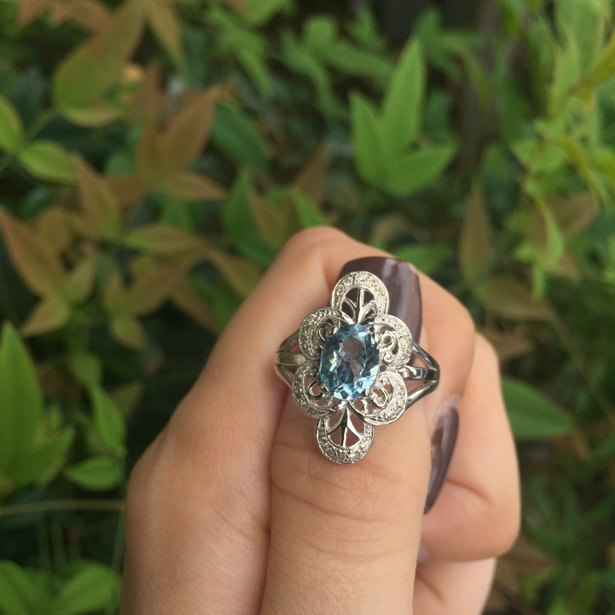 10k White Gold 1.41ct Aquamarine & Diamonds Ring - Image 8