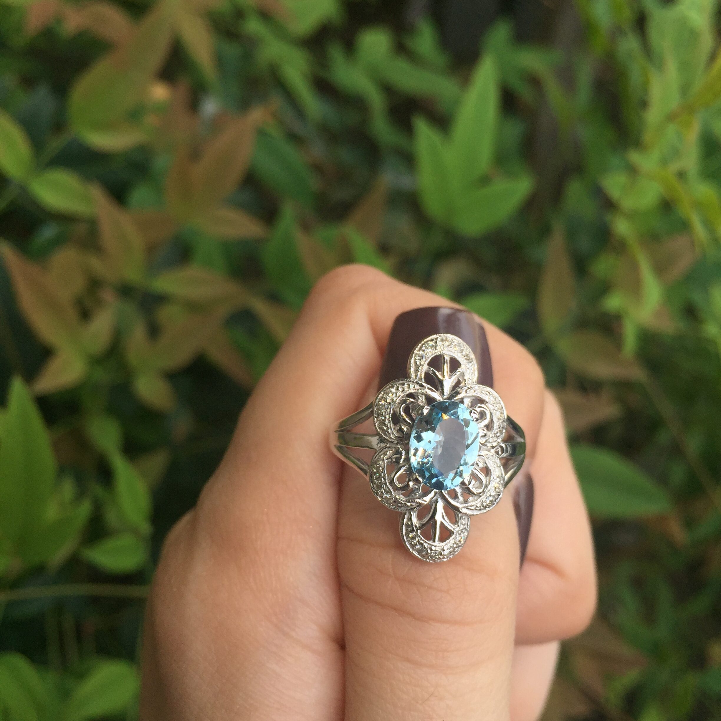 10k White Gold 1.41ct Aquamarine & Diamonds Ring - Image 9