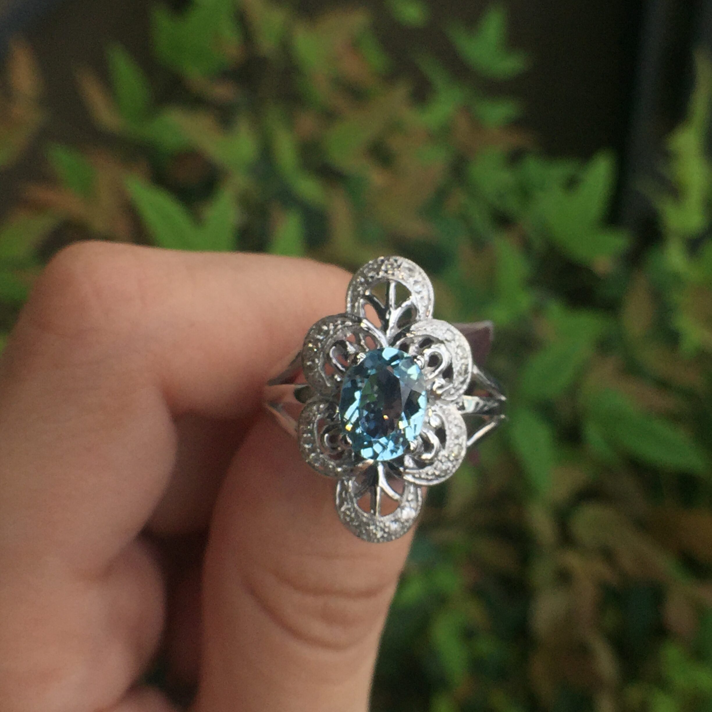 10k White Gold 1.41ct Aquamarine & Diamonds Ring - Image 10