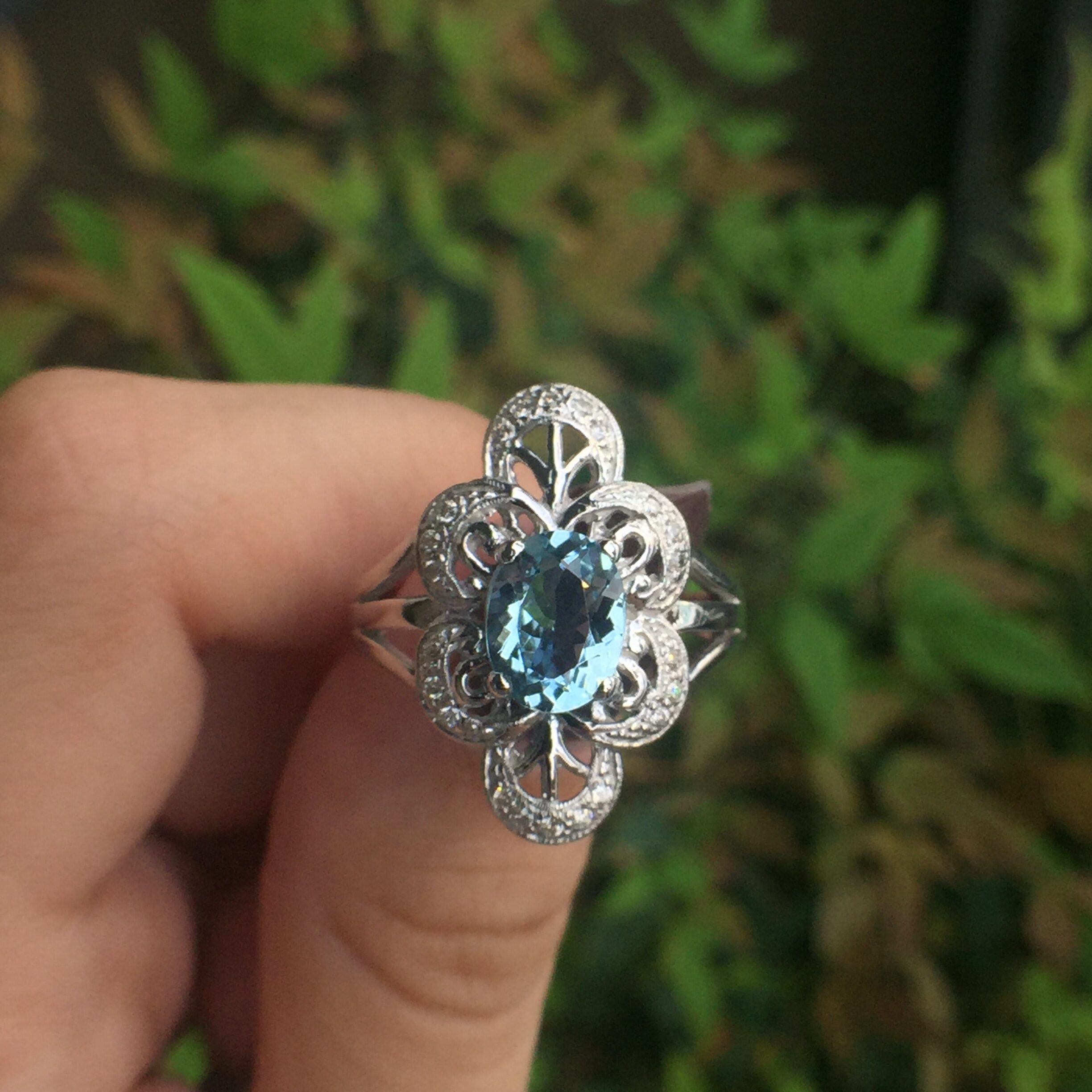 10k White Gold 1.41ct Aquamarine & Diamonds Ring - Image 11