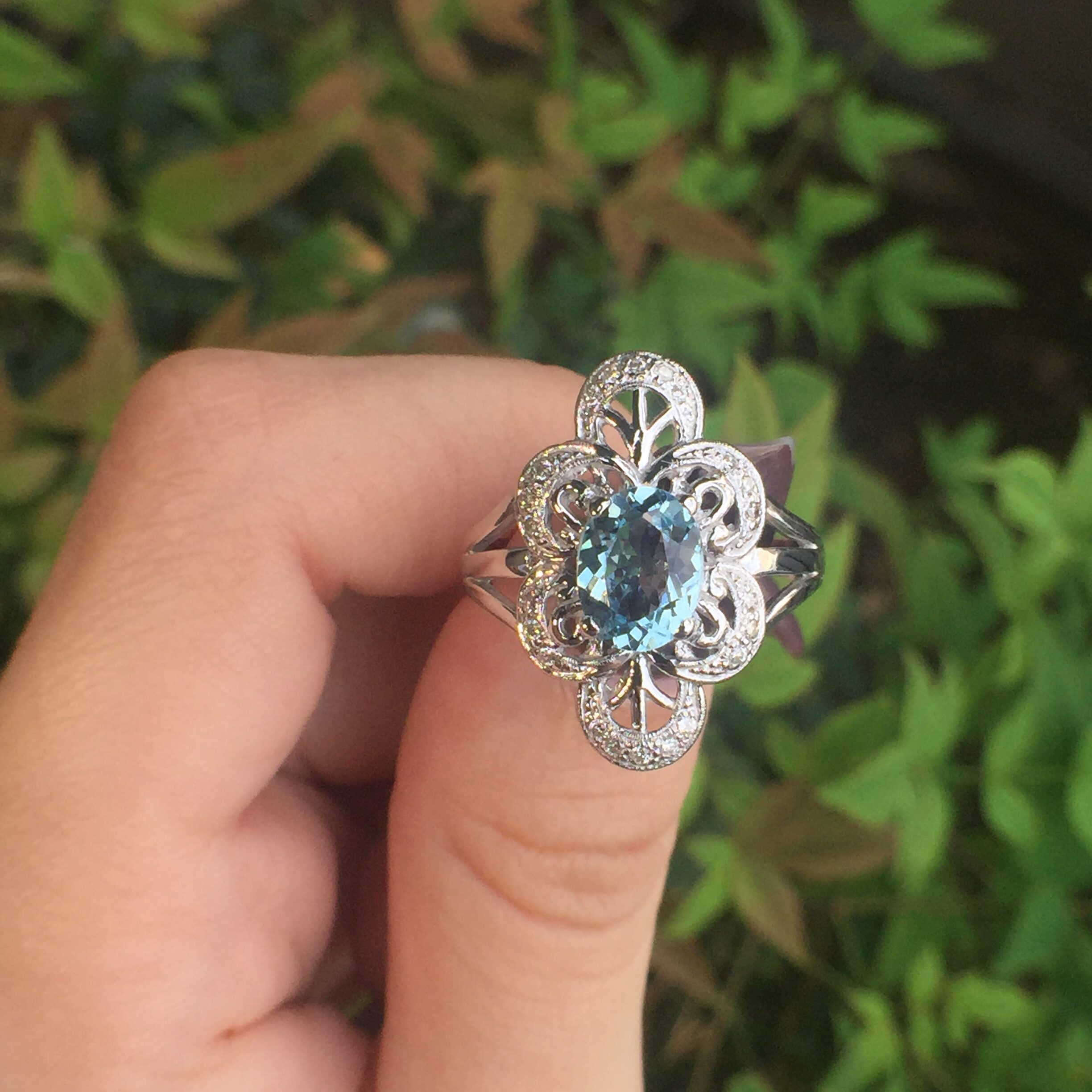 10k White Gold 1.41ct Aquamarine & Diamonds Ring - Image 12
