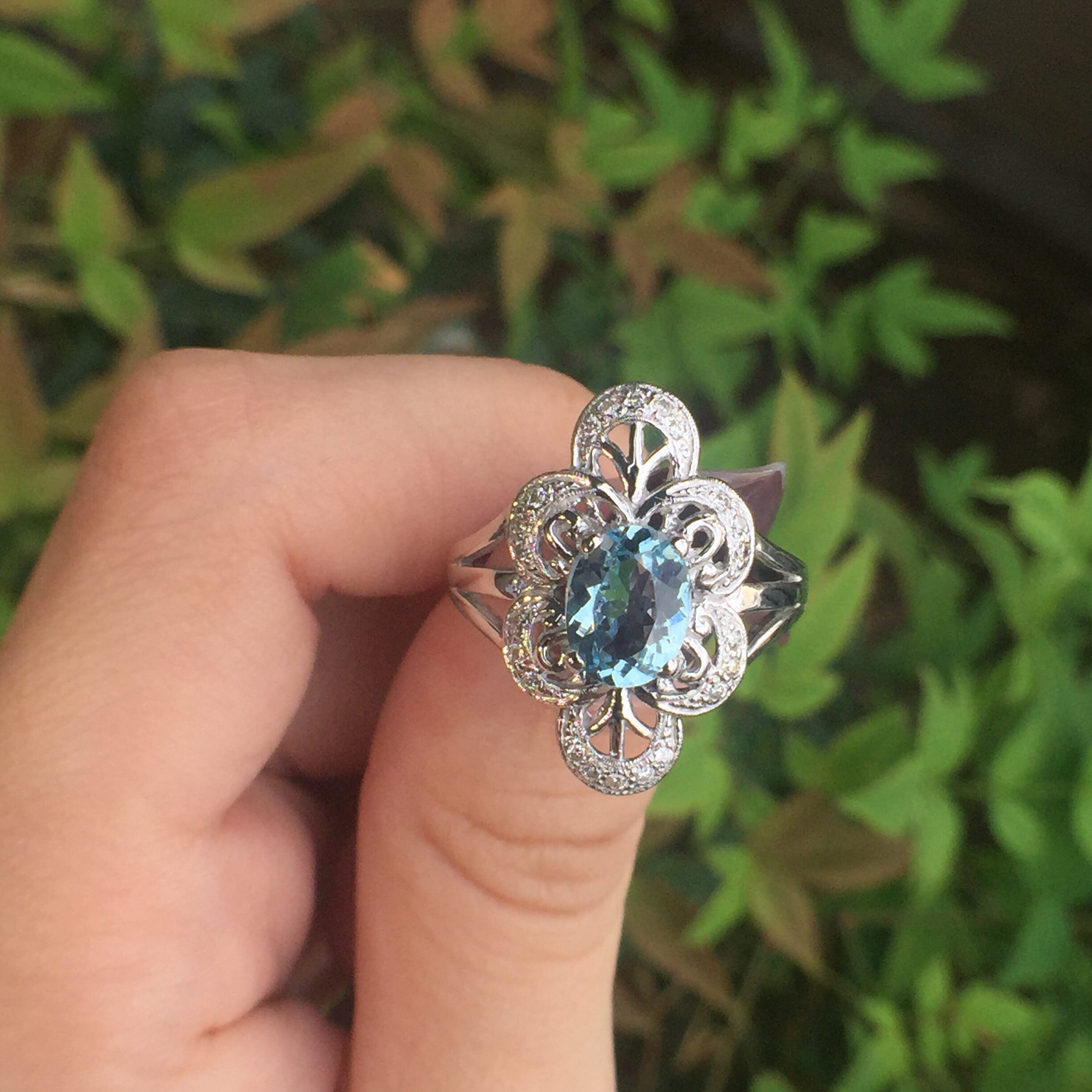 10k White Gold 1.41ct Aquamarine & Diamonds Ring - Image 13