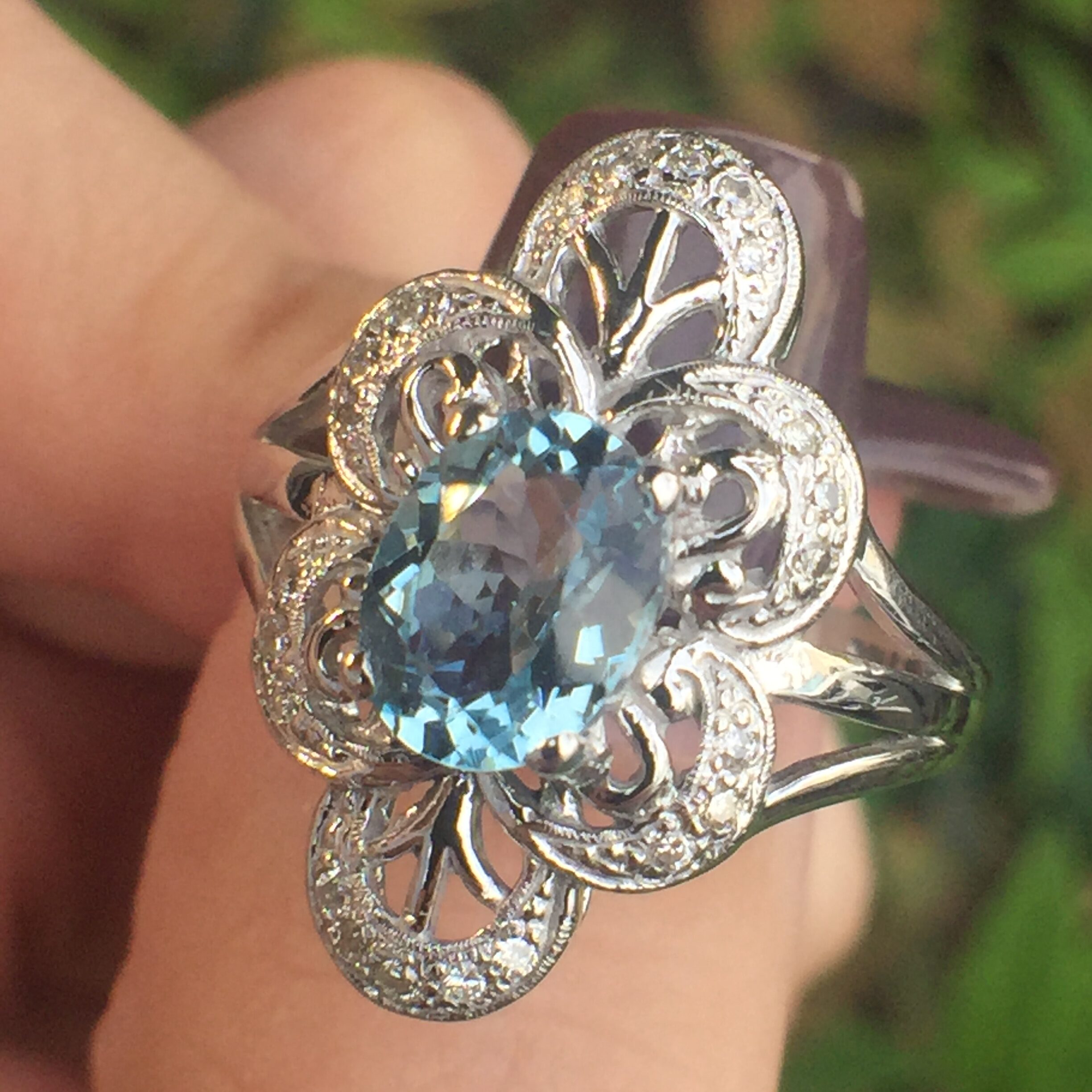 10k White Gold 1.41ct Aquamarine & Diamonds Ring - Image 6