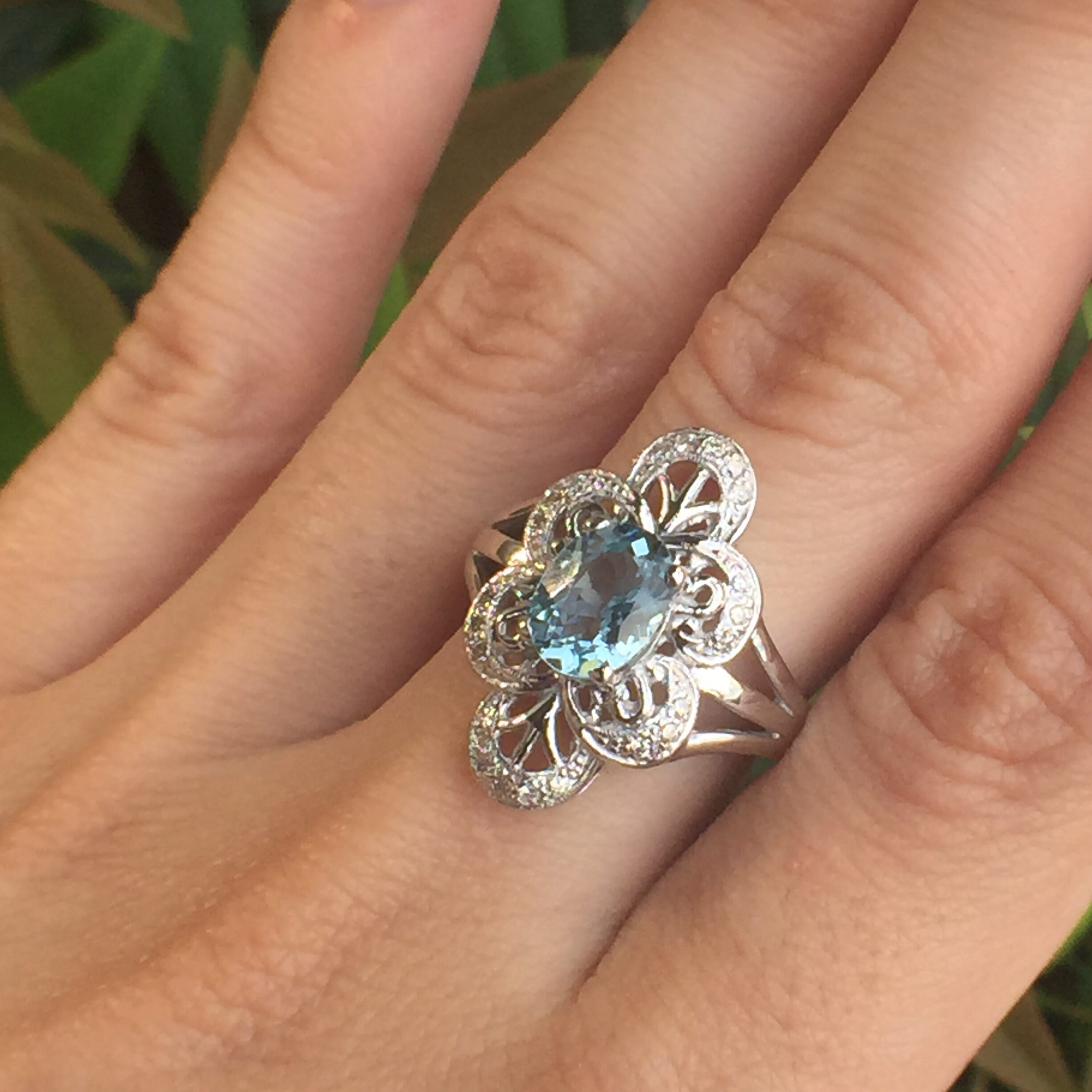 10k White Gold 1.41ct Aquamarine & Diamonds Ring - Image 5