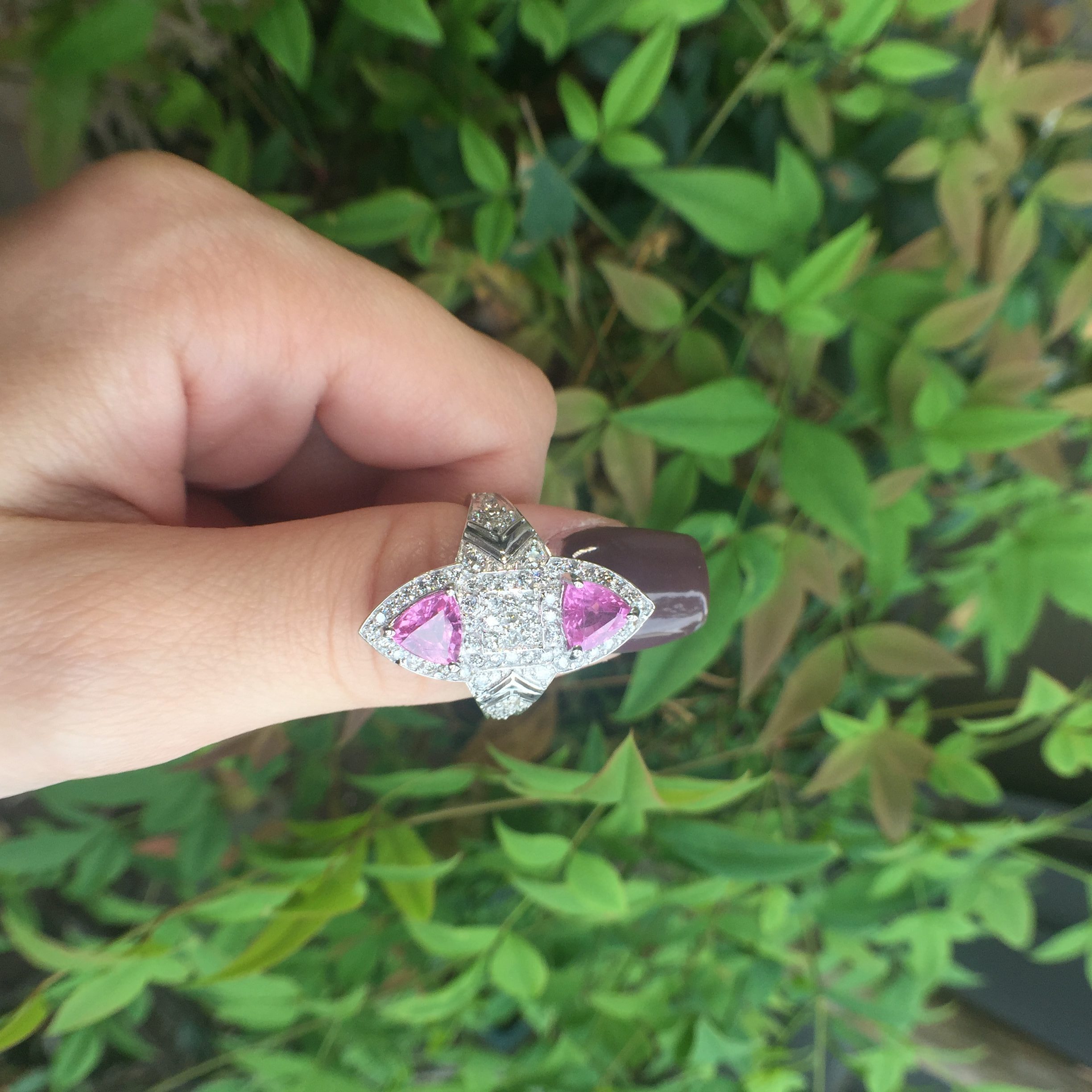 14k White Gold 2.84ct Pink Sapphire & Diamonds Ring - Image 9