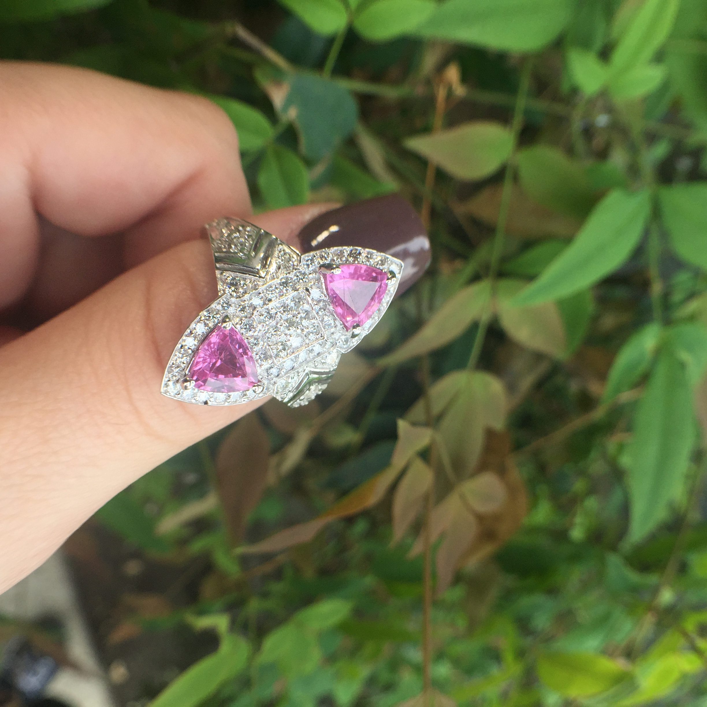 14k White Gold 2.84ct Pink Sapphire & Diamonds Ring - Image 11