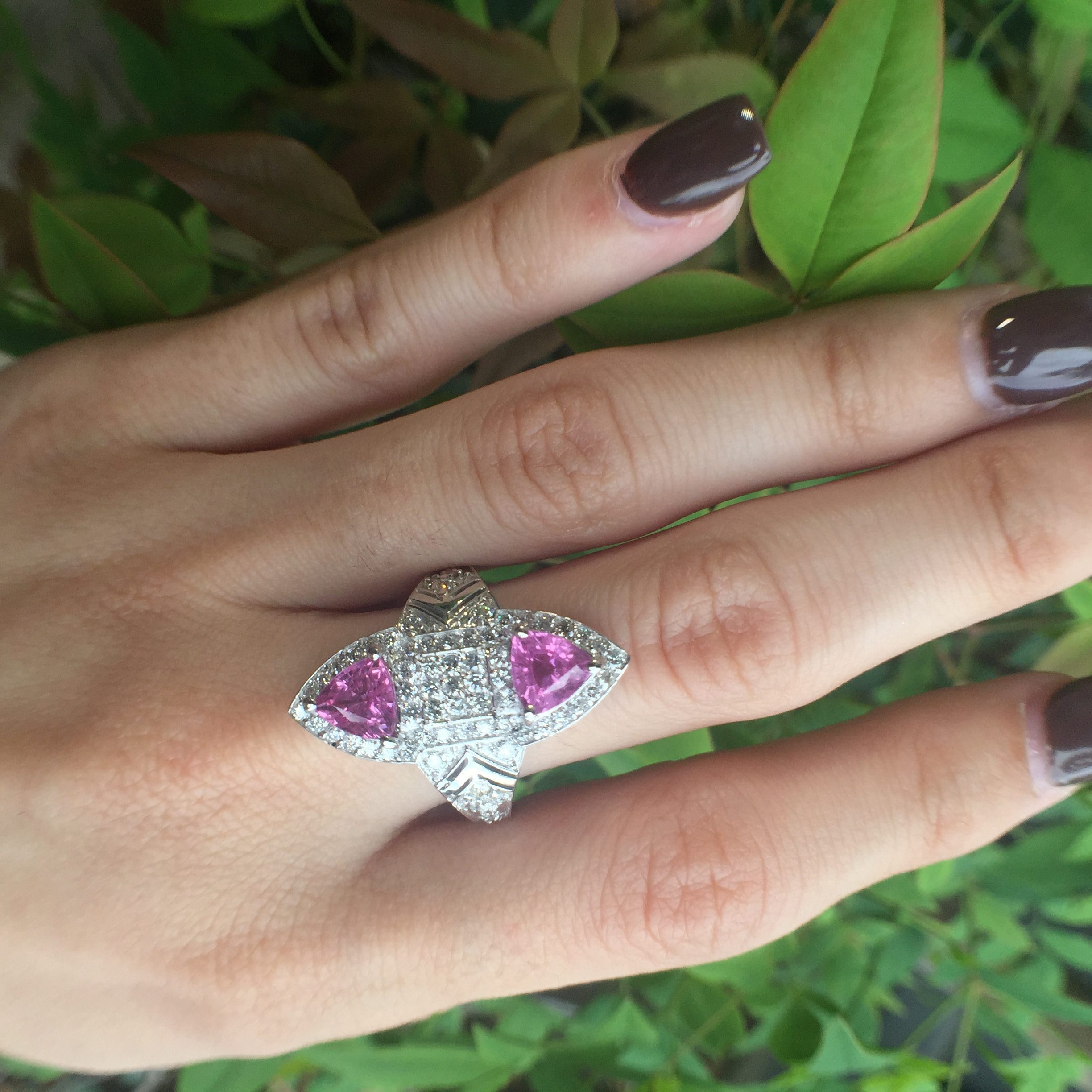 14k White Gold 2.84ct Pink Sapphire & Diamonds Ring - Image 13