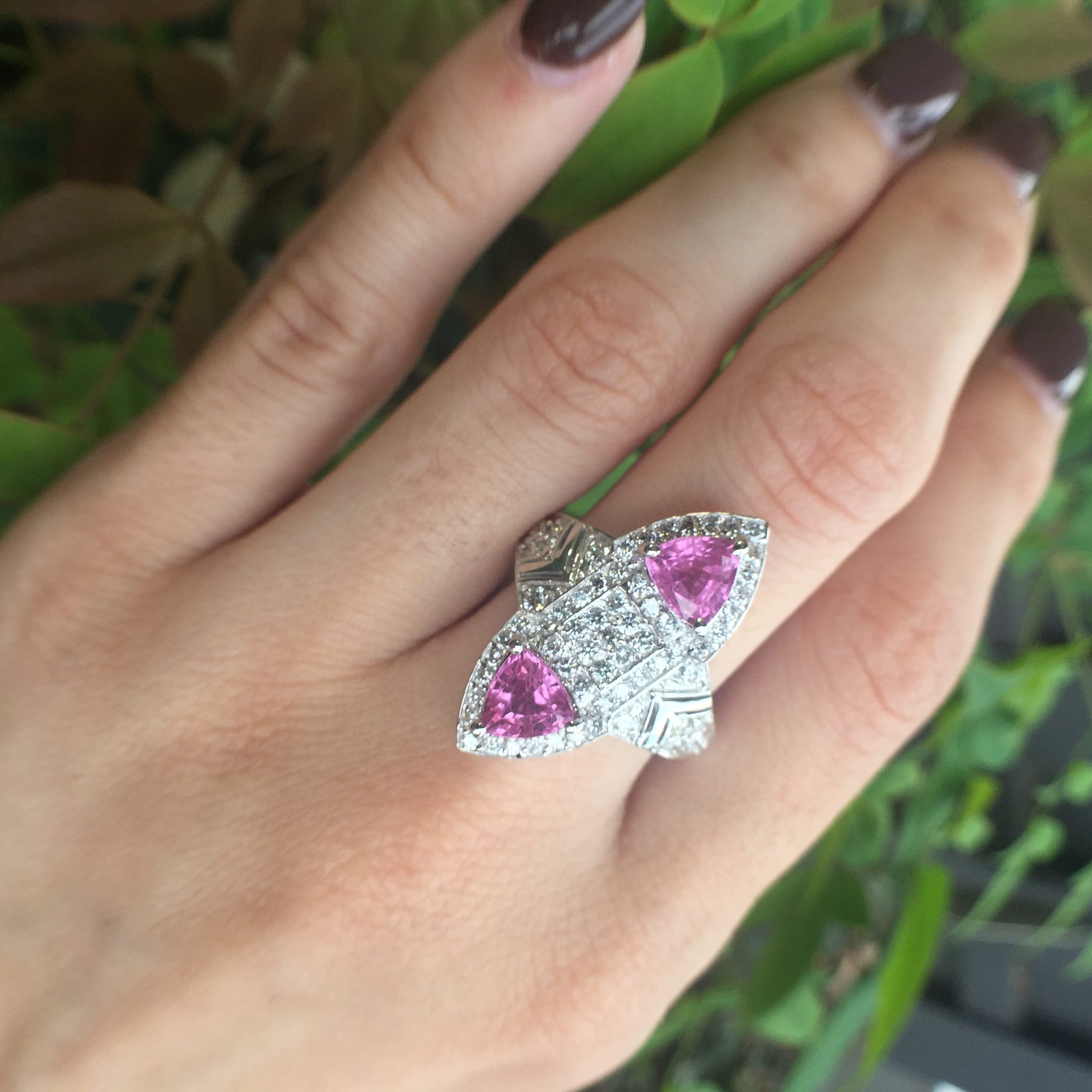 14k White Gold 2.84ct Pink Sapphire & Diamonds Ring - Image 8