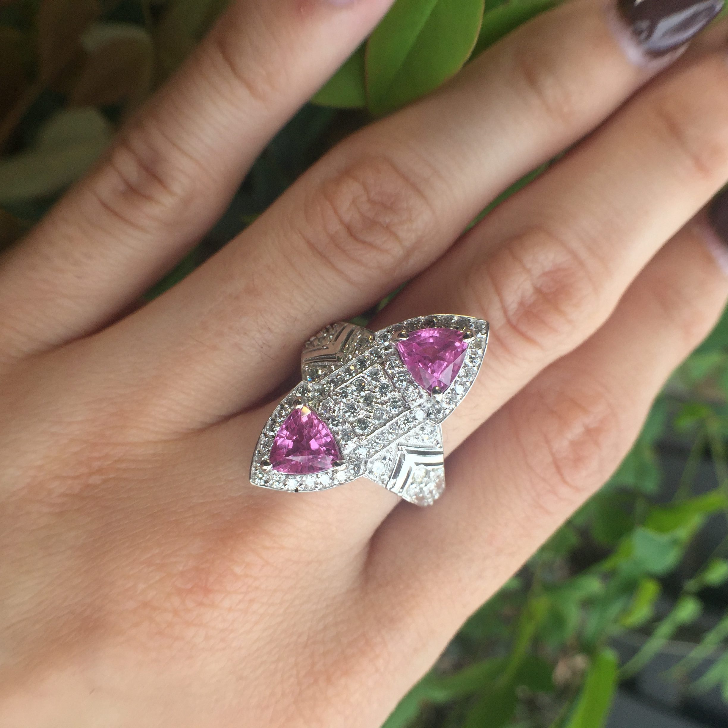 14k White Gold 2.84ct Pink Sapphire & Diamonds Ring - Image 7