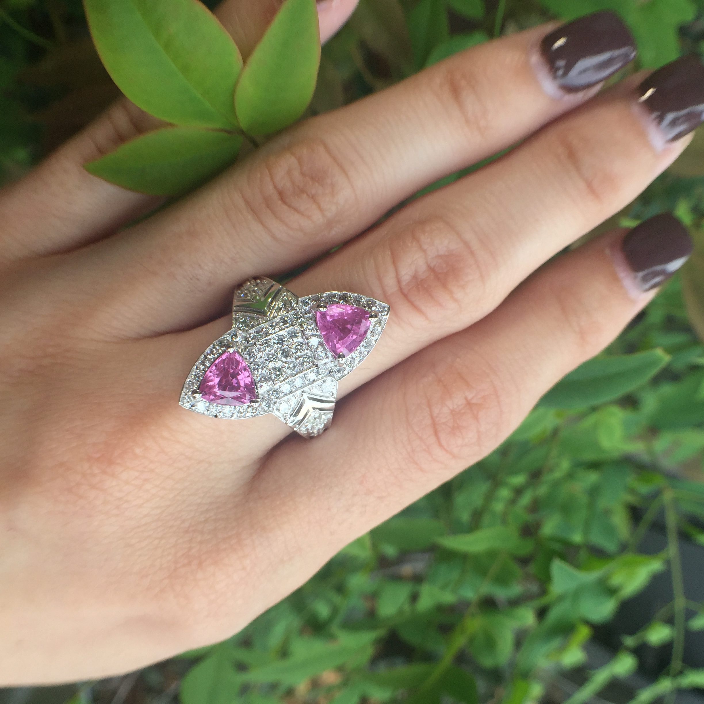 14k White Gold 2.84ct Pink Sapphire & Diamonds Ring - Image 6