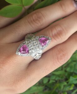 14k White Gold 2.84ct Pink Sapphire & Diamonds Ring