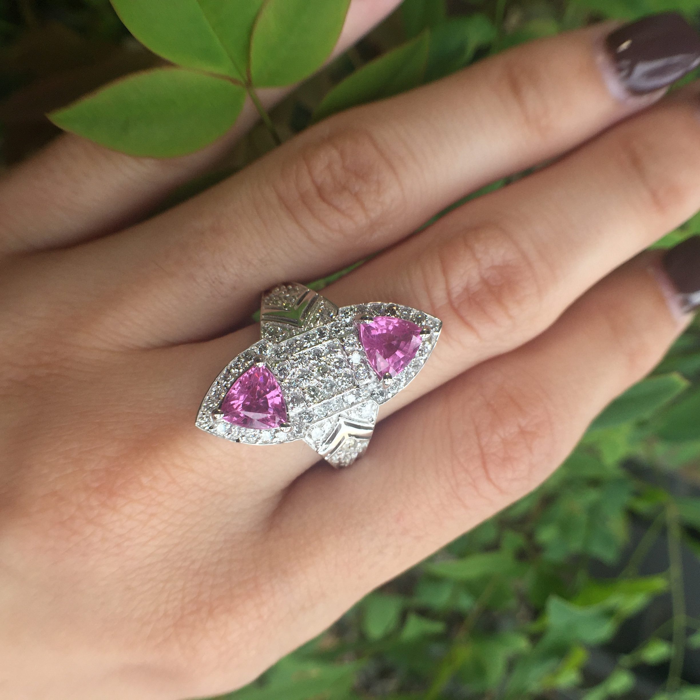 14k White Gold 2.84ct Pink Sapphire & Diamonds Ring - Image 4