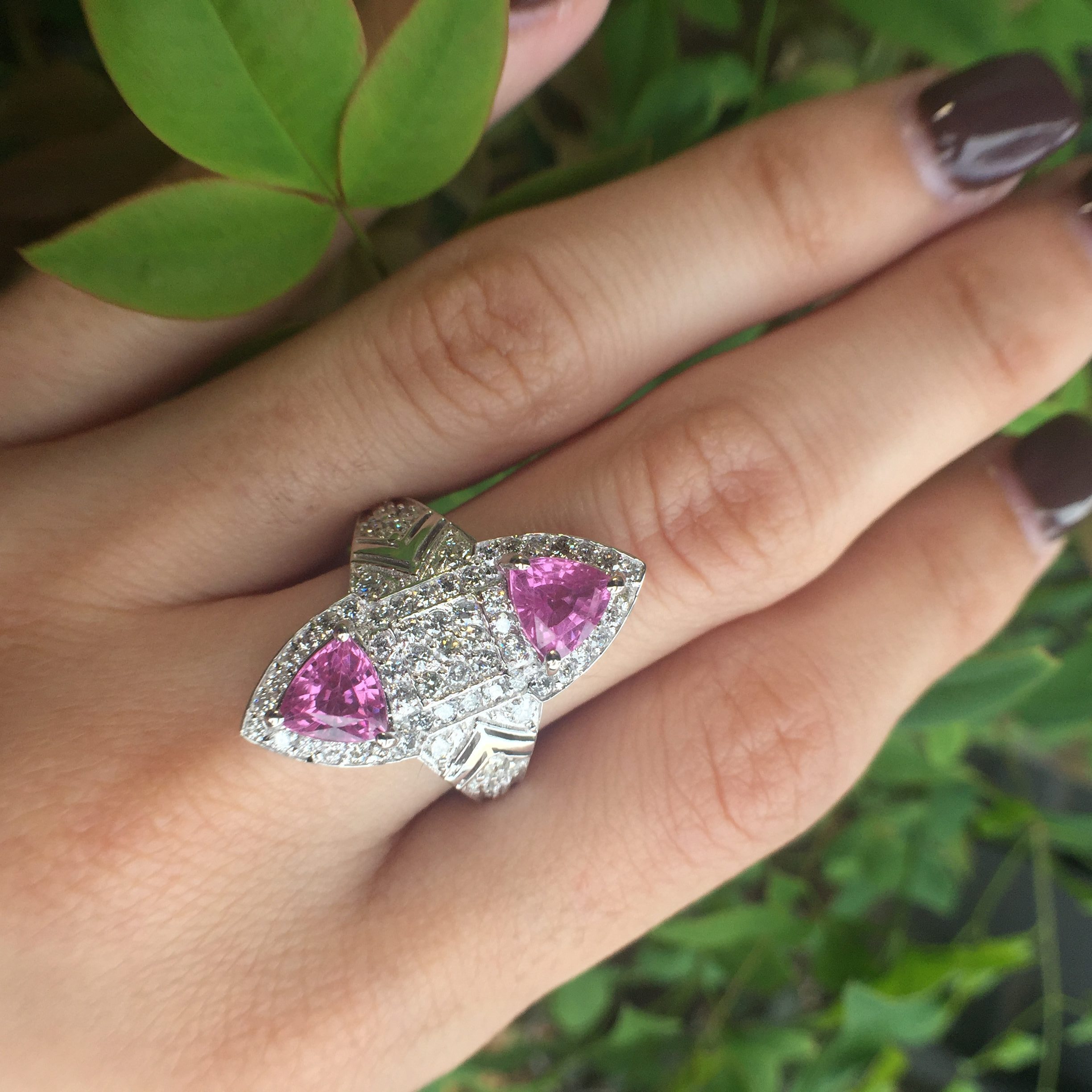 14k White Gold 2.84ct Pink Sapphire & Diamonds Ring - Image 3