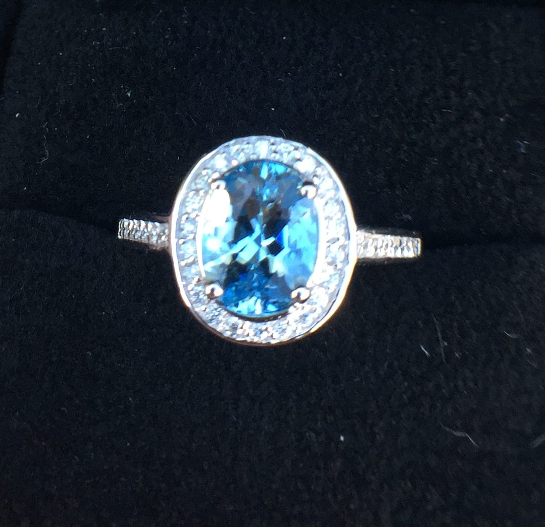 14k White Gold 1.77ct Aquamarine & VS Diamonds Ring - Image 12