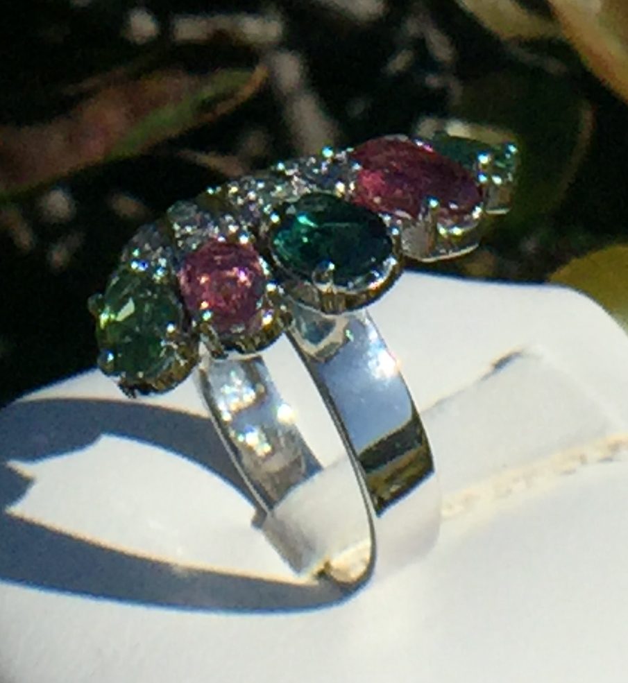 14k White Gold 3.08ct Multicolor Tourmaline And Diamonds Ring - Image 5