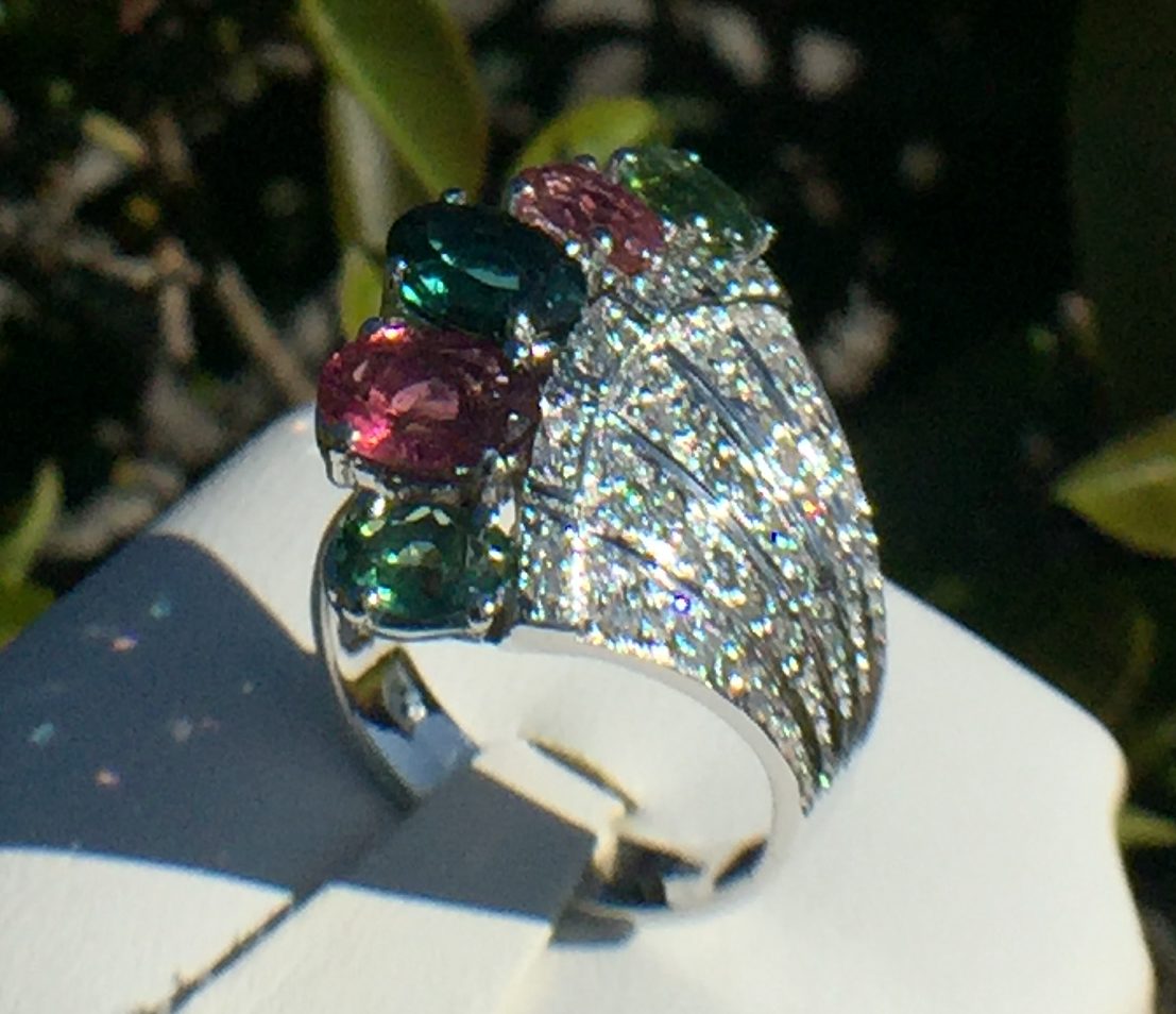 14k White Gold 3.08ct Multicolor Tourmaline And Diamonds Ring - Image 8