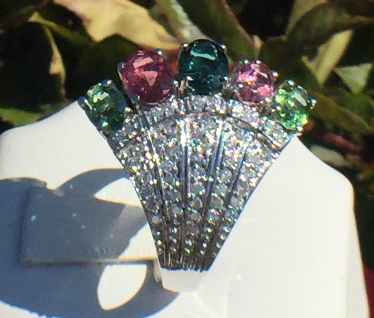 14k White Gold 3.08ct Multicolor Tourmaline And Diamonds Ring - Image 11