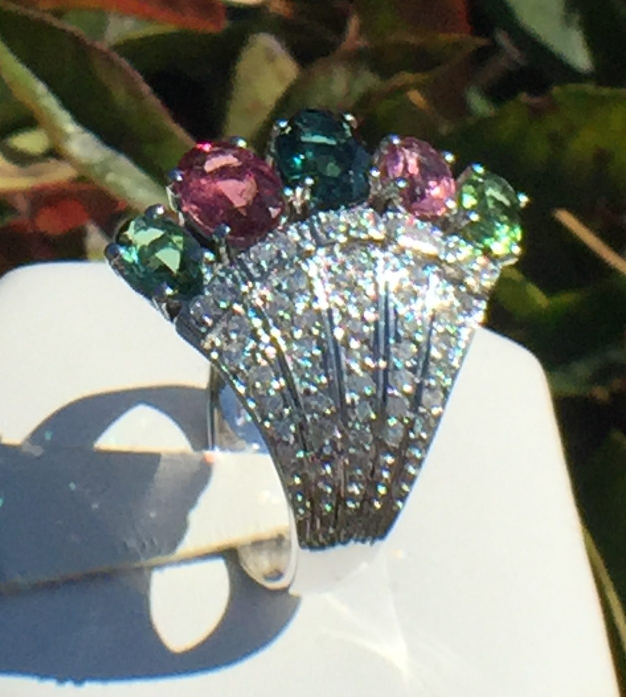 14k White Gold 3.08ct Multicolor Tourmaline And Diamonds Ring - Image 12