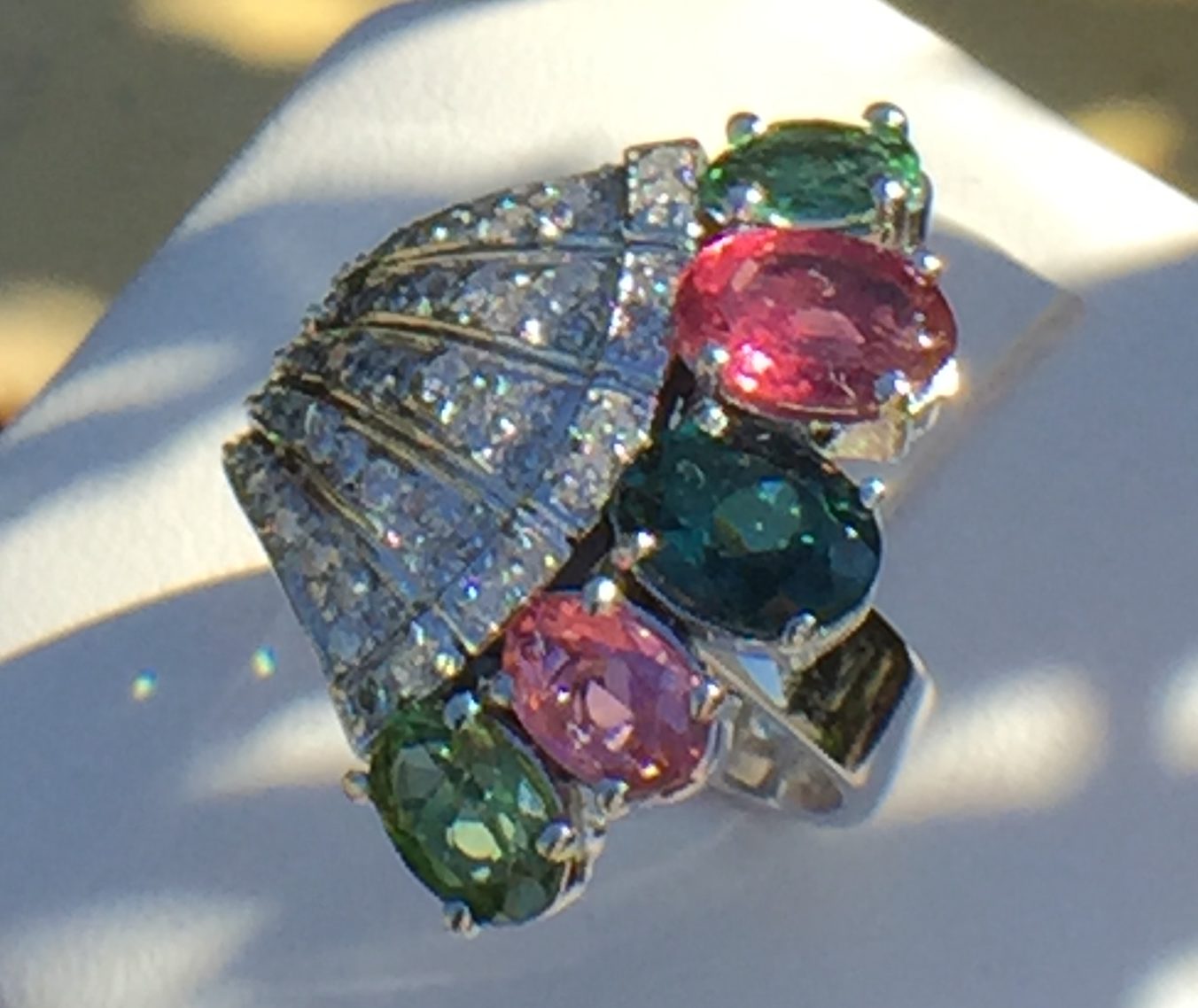 14k White Gold 3.08ct Multicolor Tourmaline And Diamonds Ring - Image 14