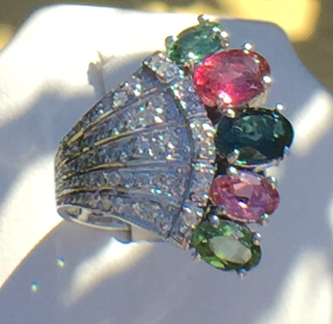 14k White Gold 3.08ct Multicolor Tourmaline And Diamonds Ring - Image 13