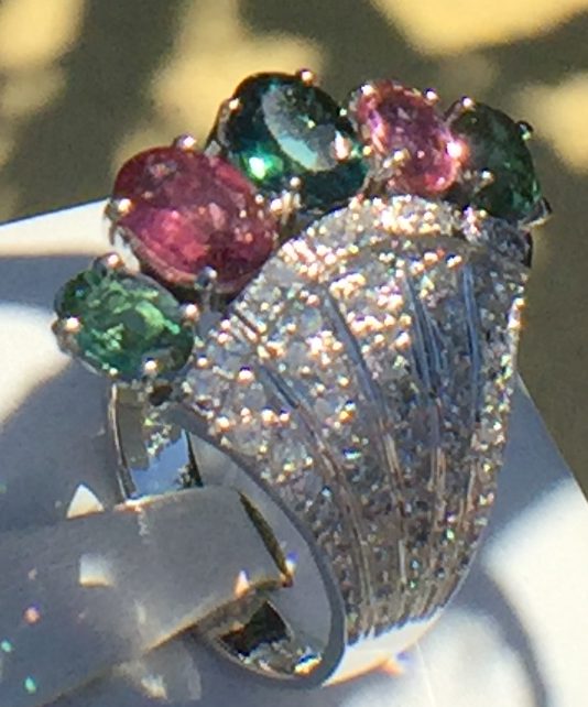 14k White Gold 3.08ct Multicolor Tourmaline And Diamonds Ring - Image 2
