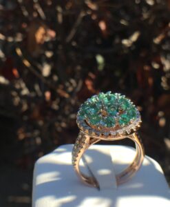 14k Rose Gold 2.43ct Beautiful Green Blue Paraiba Tourmaline & VS Diamonds Ring