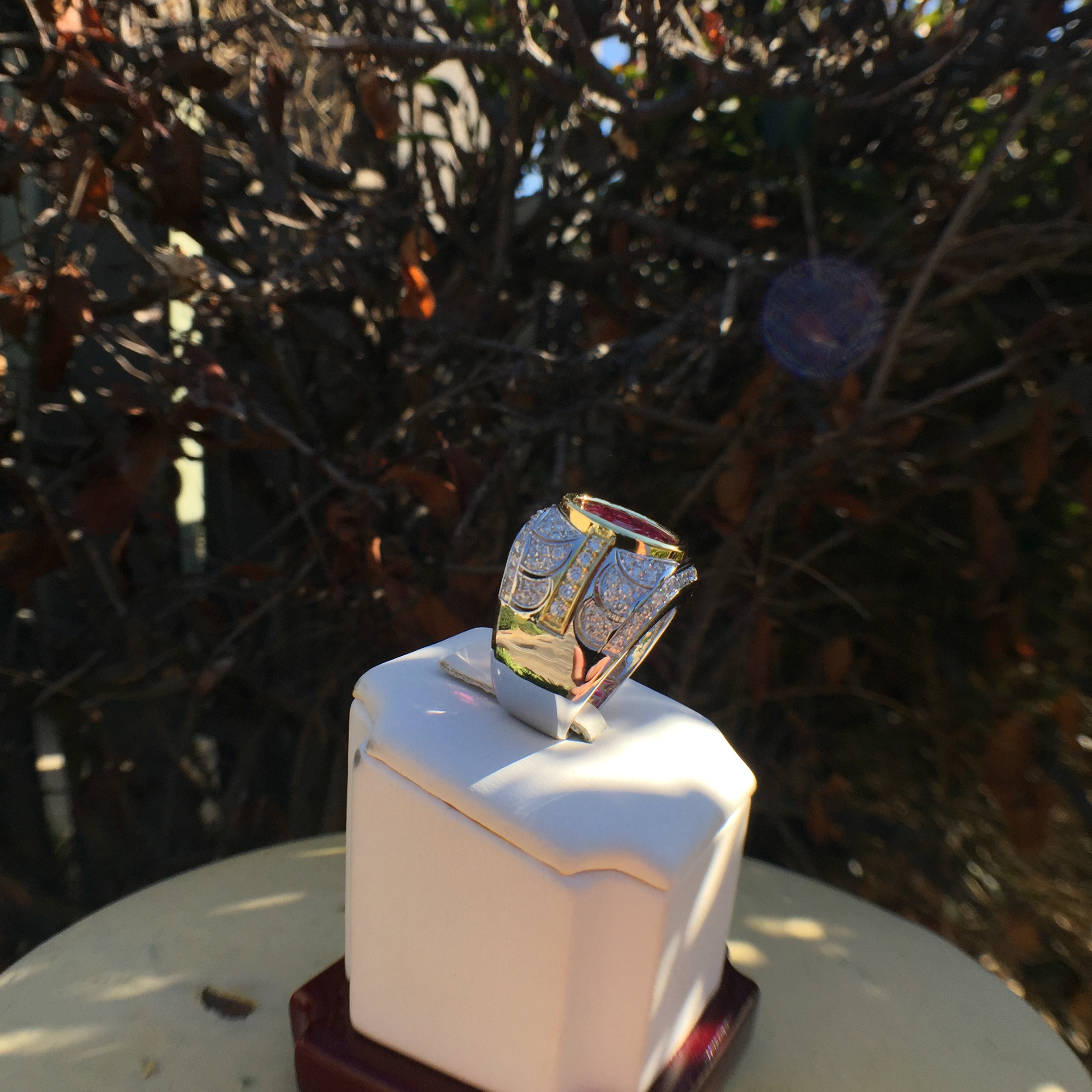 18k White & Yellow Gold 6.34ct Rubellite & VS Diamonds Ring - Image 11