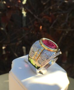 18k White & Yellow Gold 6.34ct Rubellite & VS Diamonds Ring