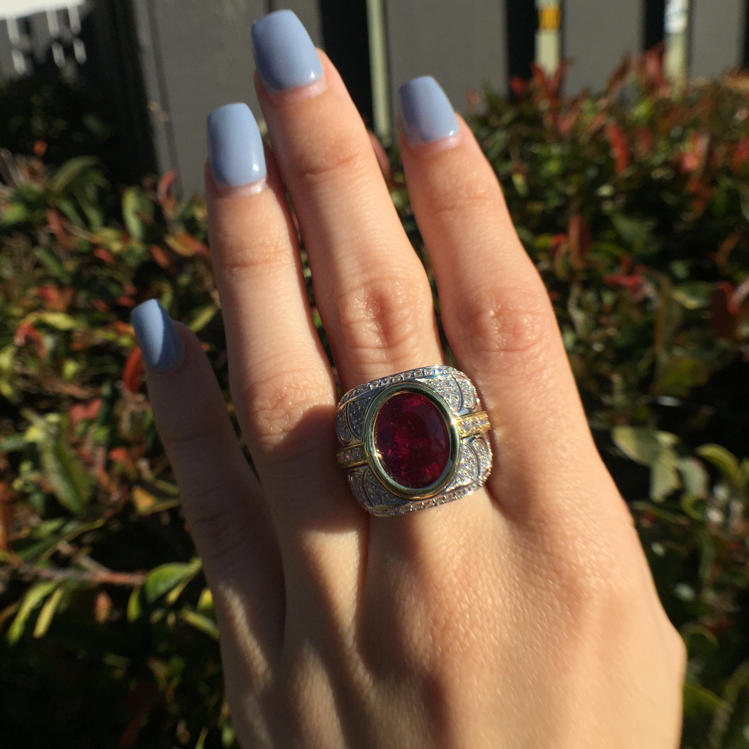 18k White & Yellow Gold 6.34ct Rubellite & VS Diamonds Ring - Image 3