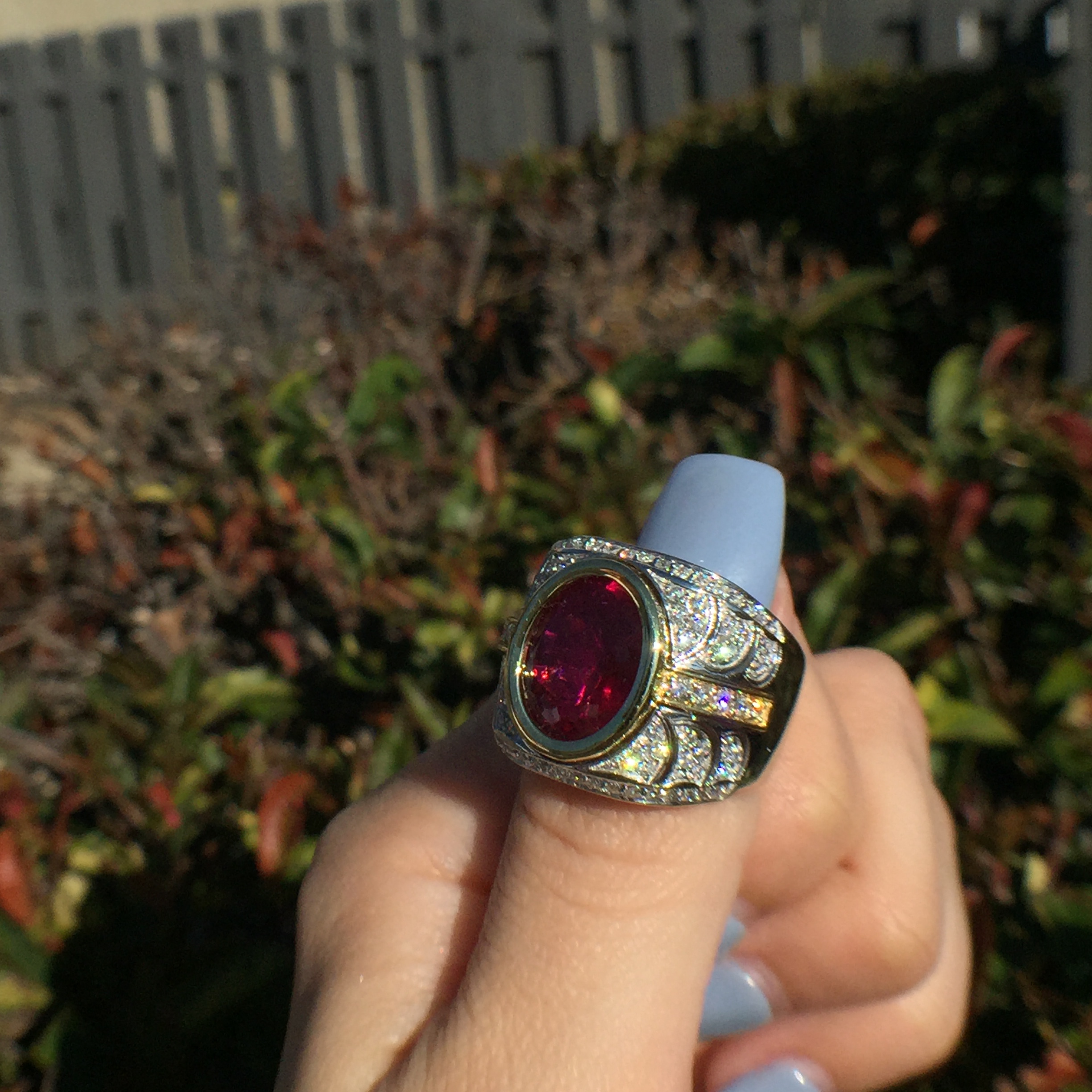 18k White & Yellow Gold 6.34ct Rubellite & VS Diamonds Ring - Image 15