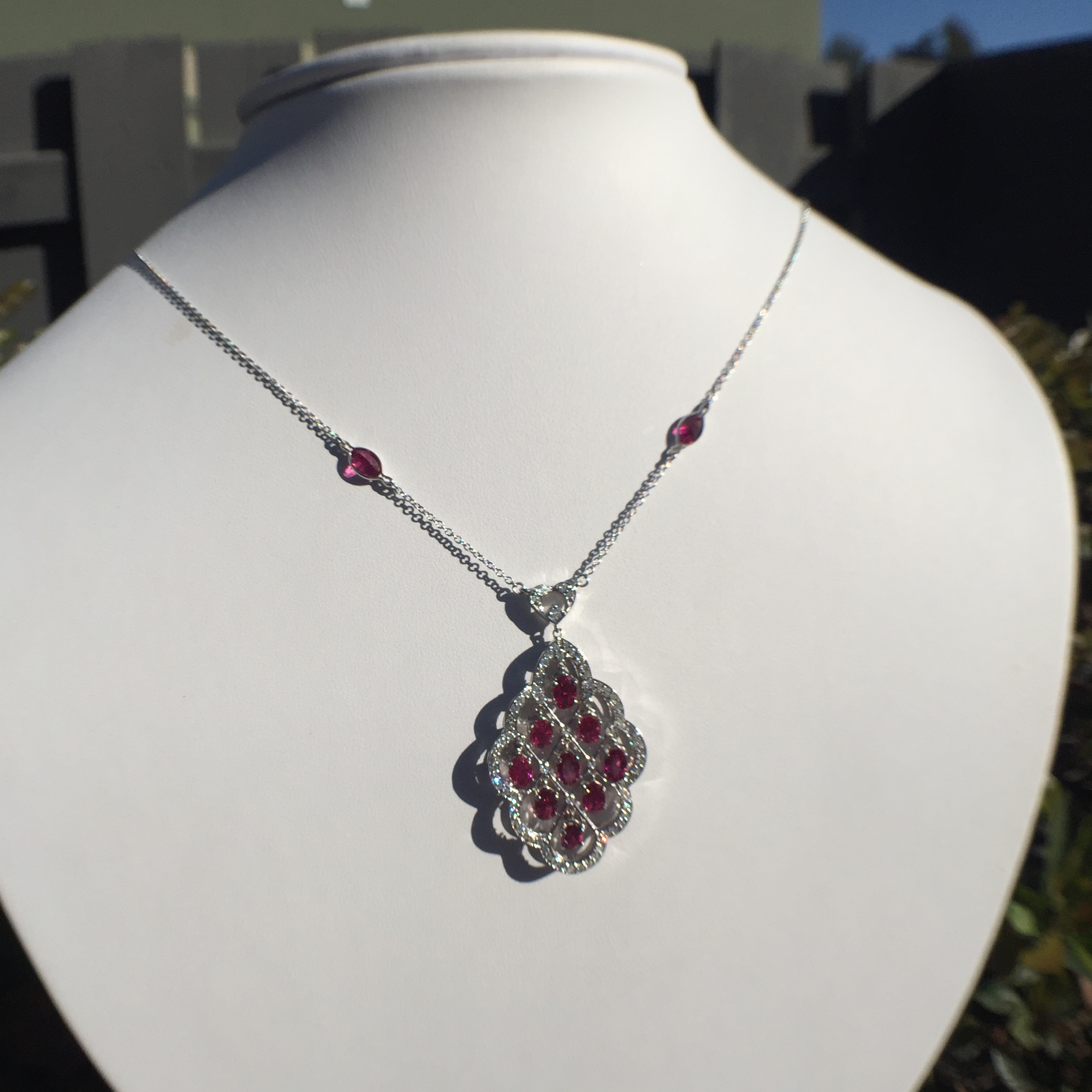 14k White Gold 5.41ct Rubellite & VS Diamonds Necklace - Image 13