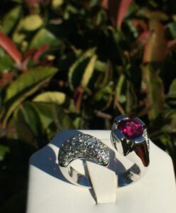 14k White Gold 2.06ct Rubellite & VS Diamonds Ring
