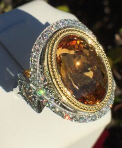 18k White & Yellow Gold 14.13ct Imperial Topaz & VS Diamonds Ring