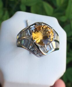 14k White Gold 4.85ct Imperial Topaz & VS Diamonds Ring