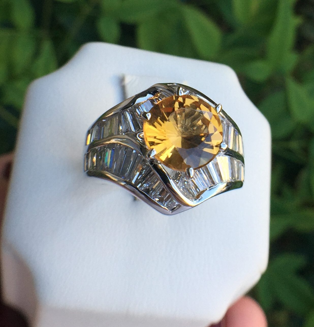 14k White Gold 4.85ct Imperial Topaz & VS Diamonds Ring