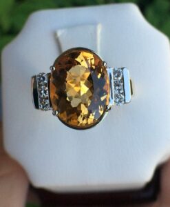 14k White & Yellow Gold 5.54ct Imperial Topaz & VS Diamonds Ring