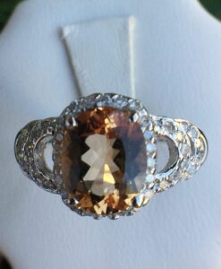 14k White Gold 3.3ct Imperial Topaz & VS Diamonds Ring