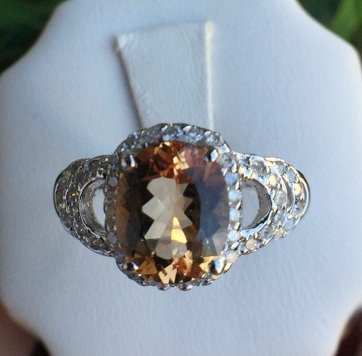 14k White Gold 3.3ct Imperial Topaz & VS Diamonds Ring