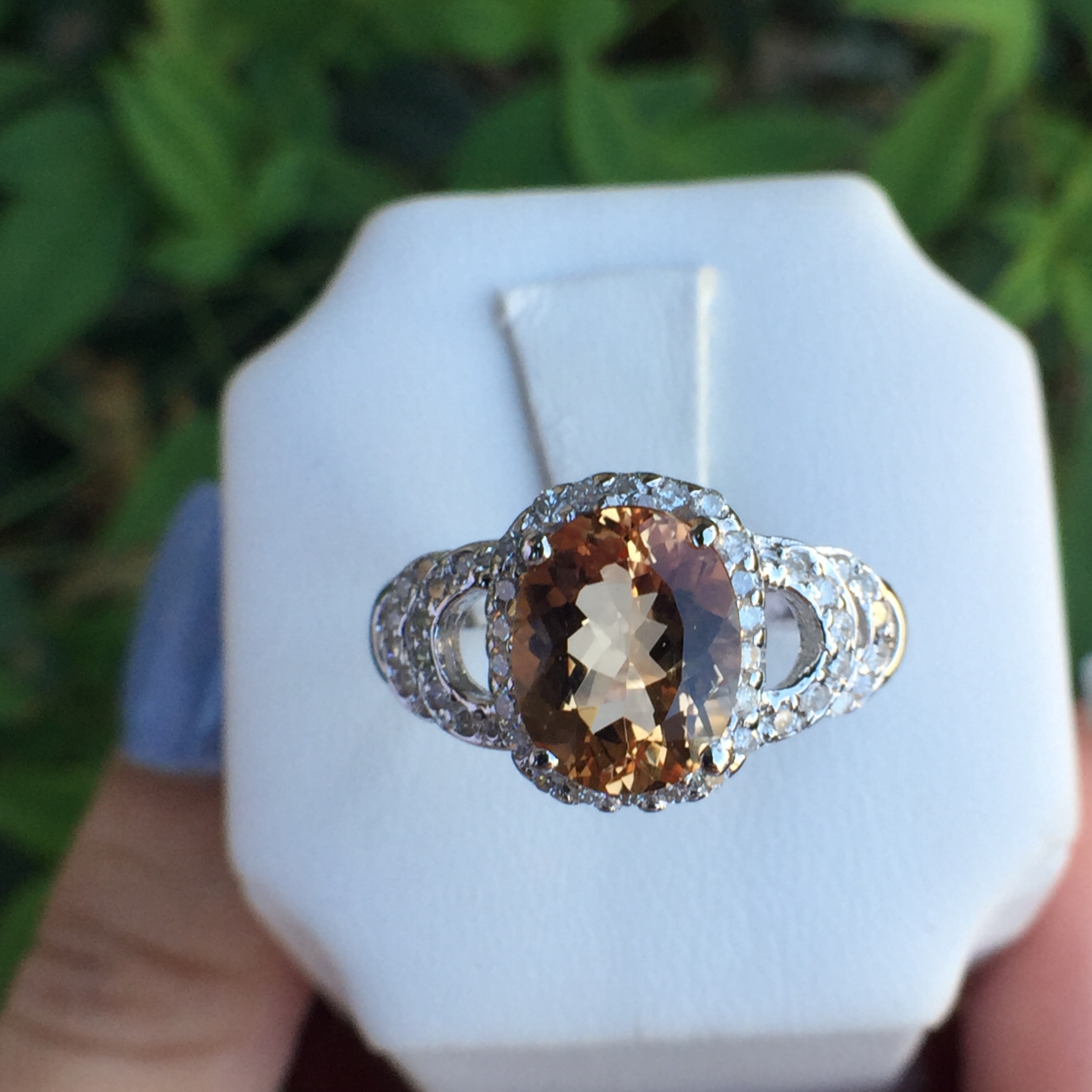 14k White Gold 3.3ct Imperial Topaz & VS Diamonds Ring - Image 11