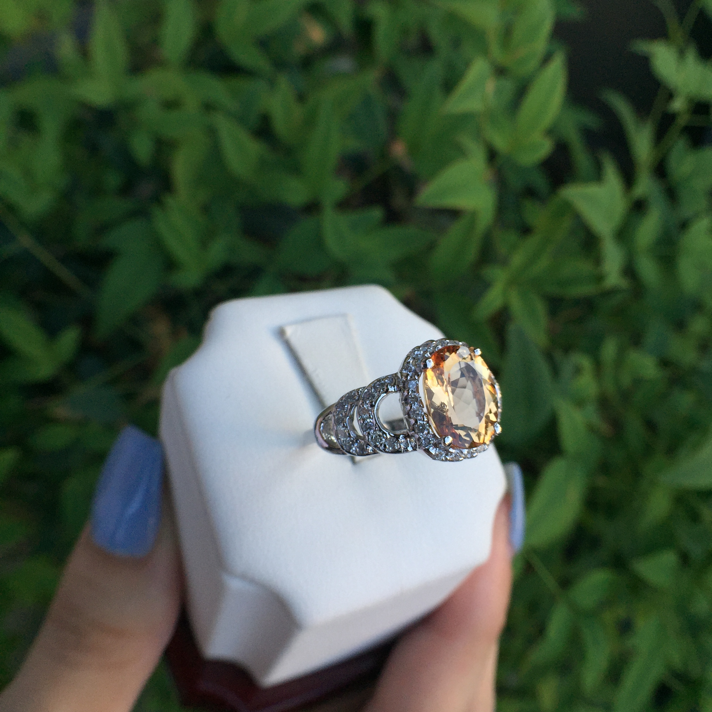 14k White Gold 3.3ct Imperial Topaz & VS Diamonds Ring - Image 10