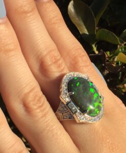 18k White Gold 6.06ct Australian Opal & VS Diamonds Ring