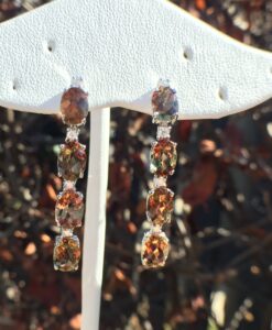 14k White Gold 6.43ct Andaluzite & VS Diamonds Earrings